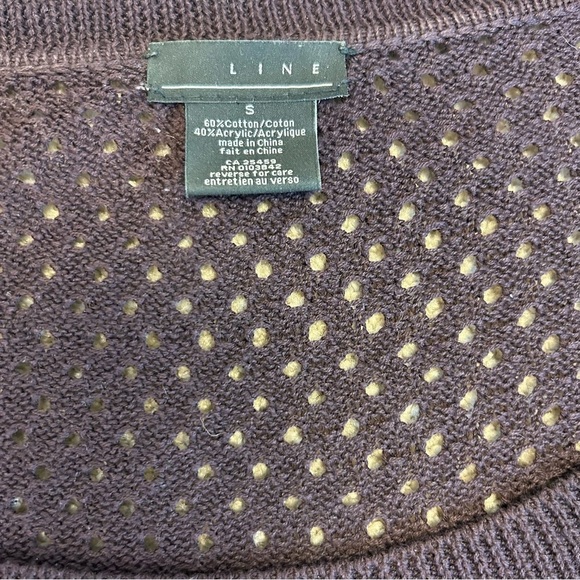 Line dark plum purple mesh knit long sleeve sweater Sz S - Picture 5 of 8